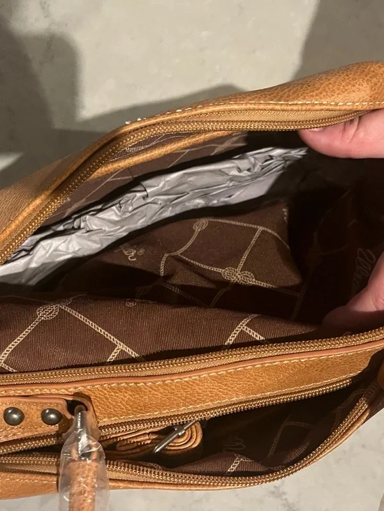 Wrangler Tan Studded Satchel Handbag - Picture 3 of 3